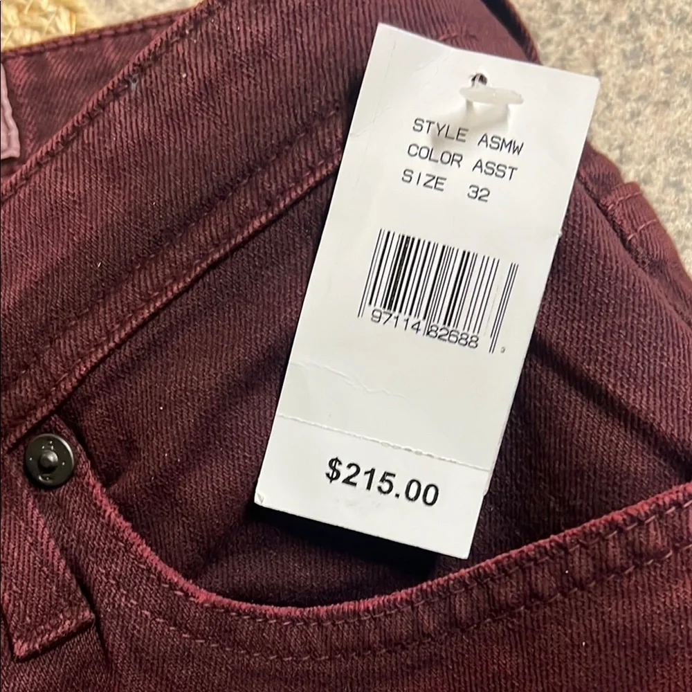 Mens Ag Adriano Goldschmied burgundy jeans size 31